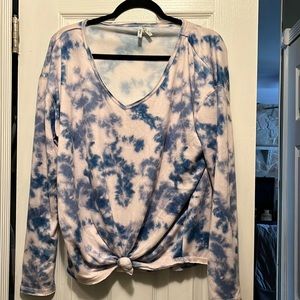 Long sleeve purple & blue tie dye light weight sweater